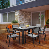 Marin 7 Piece Outdoor Patio Dining Set in Brown Gray