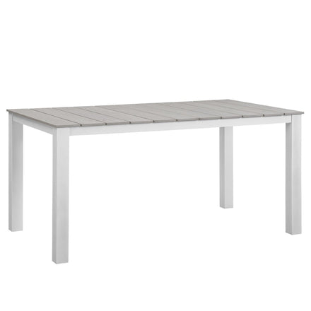 Maine 7 Piece Outdoor Patio Dining Set in White Light Gray