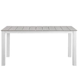 Marin 7 Piece Outdoor Patio Dining Set in White Light Gray