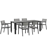 Marin 7 Piece Outdoor Patio Dining Set in Brown Gray