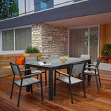 Marin 7 Piece Outdoor Patio Dining Set in Brown Gray