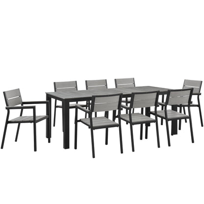 Maine 9 Piece Outdoor Patio Dining Set by Furniture For America