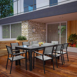 Marin 9 Piece Outdoor Patio Dining Set in Brown Gray