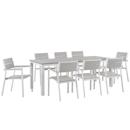 Maine 9 Piece Outdoor Patio Dining Set by Furniture For America