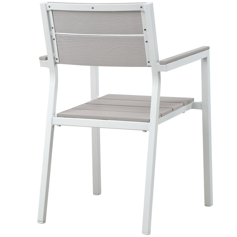 Marin 9 Piece Outdoor Patio Dining Set in White Light Gray