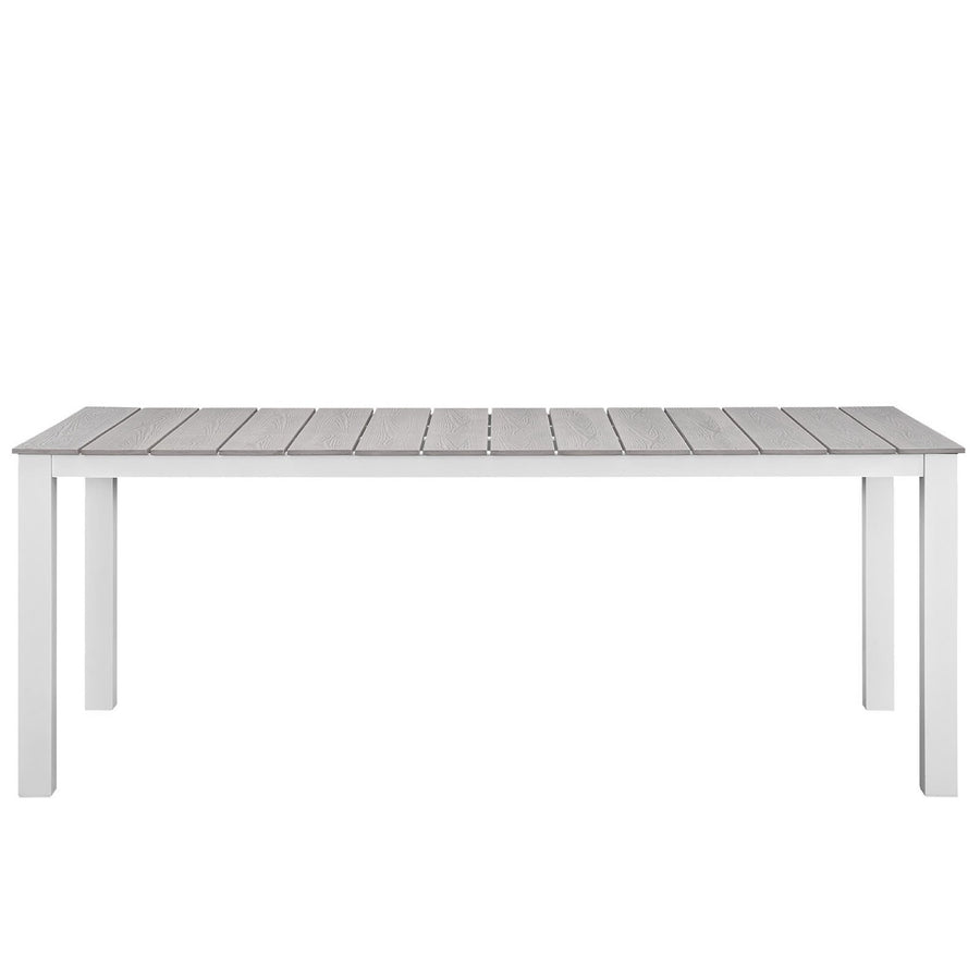 Marin 9 Piece Outdoor Patio Dining Set in White Light Gray