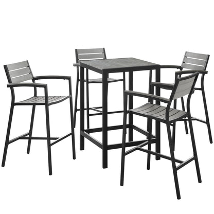 Maine 5 Piece Outdoor Patio Bar Set by Furniture For America