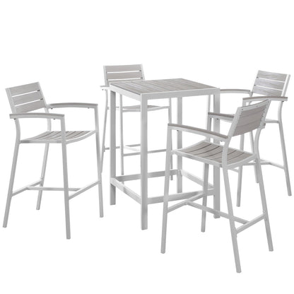 Maine 5 Piece Outdoor Patio Bar Set by Furniture For America