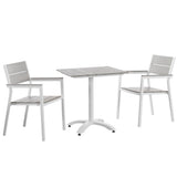 Marin 3 Piece Outdoor Patio Dining Set in White Light Gray