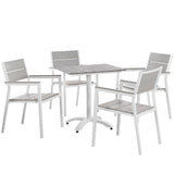 Marin 5 Piece Outdoor Patio Dining Set in White Light Gray