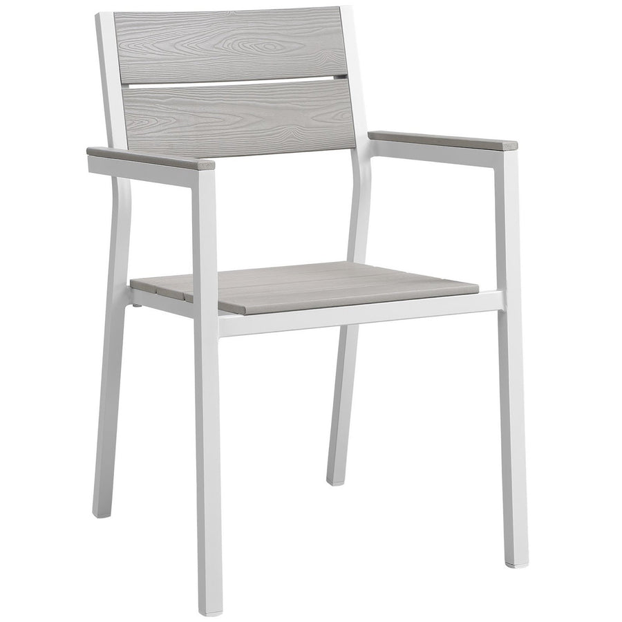 Marin 5 Piece Outdoor Patio Dining Set in White Light Gray