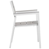 Marin 5 Piece Outdoor Patio Dining Set in White Light Gray