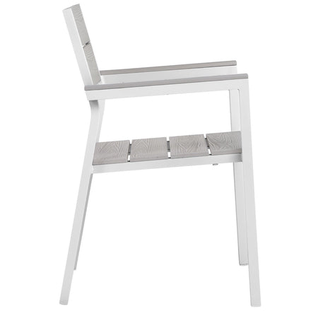 Maine 5 Piece Outdoor Patio Dining Set in White Light Gray