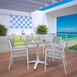 Marin 5 Piece Outdoor Patio Dining Set in White Light Gray