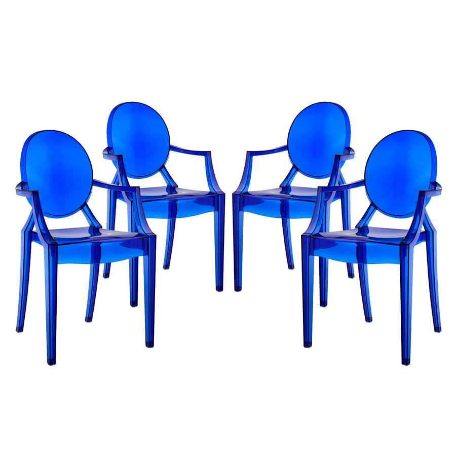 Thistle Dining Armchairs Set of 4 in Blue