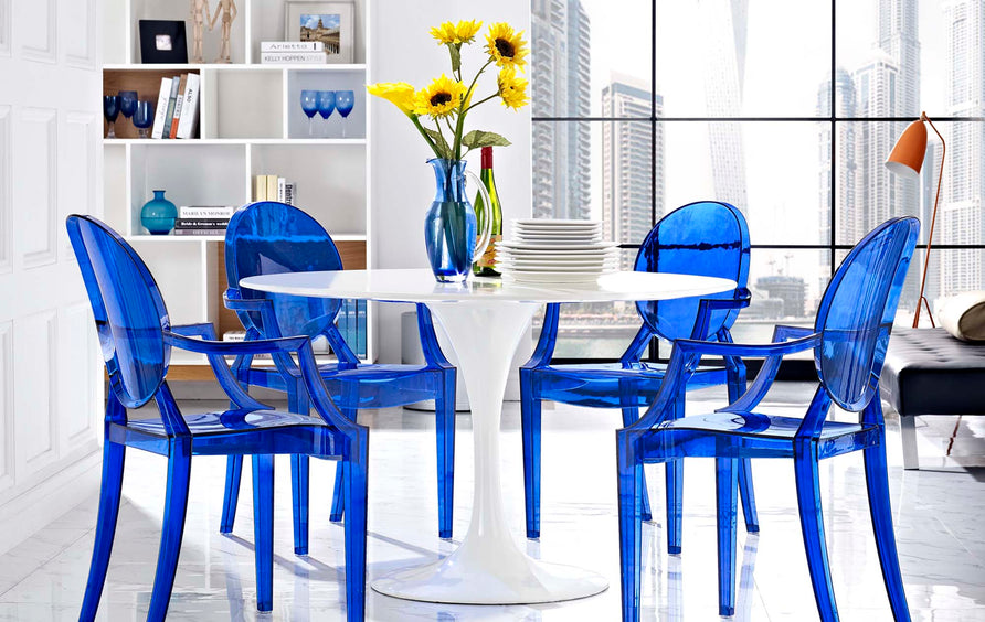 Thistle Dining Armchairs Set of 4 in Blue