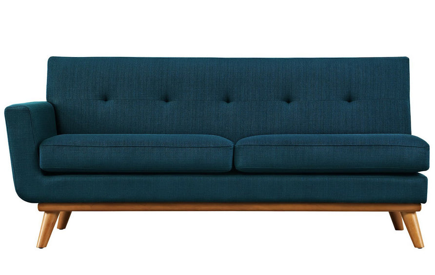 Flint Left-Arm Upholstered Fabric Loveseat in Azure