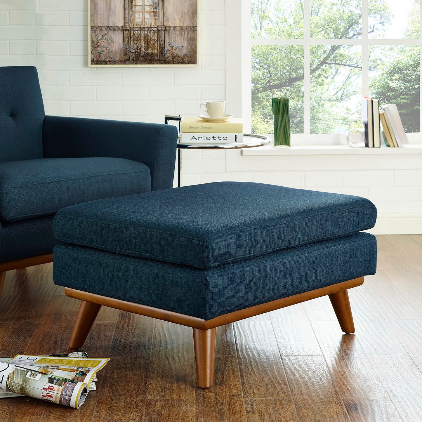 Engage Upholstered Fabric Ottoman by Furniture For America