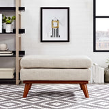 Flint Upholstered Fabric Ottoman in Beige