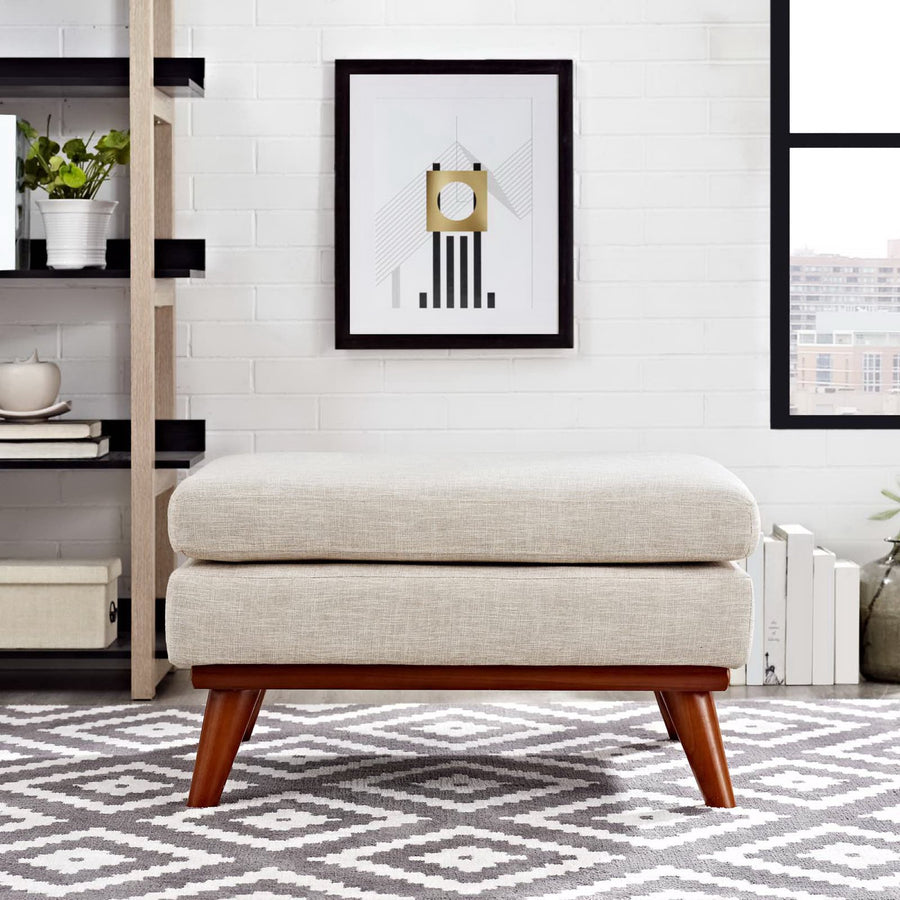 Flint Upholstered Fabric Ottoman in Beige