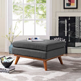 Flint Upholstered Fabric Ottoman in Gray