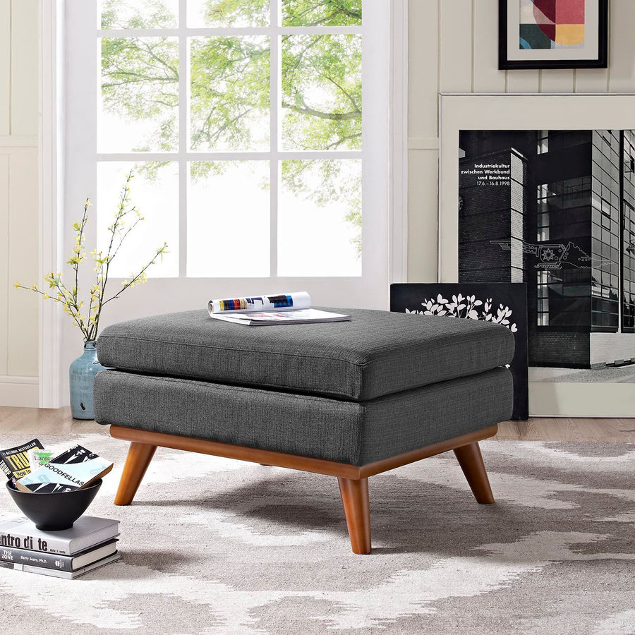 Flint Upholstered Fabric Ottoman in Gray
