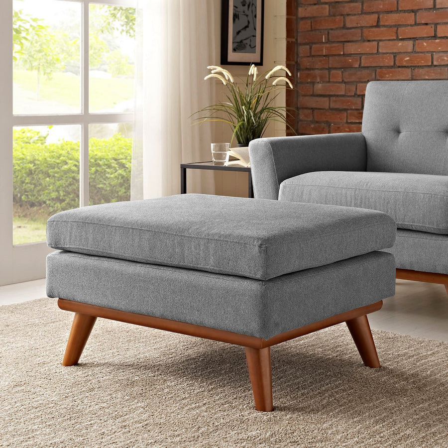 Flint Upholstered Fabric Ottoman in Expectation Gray