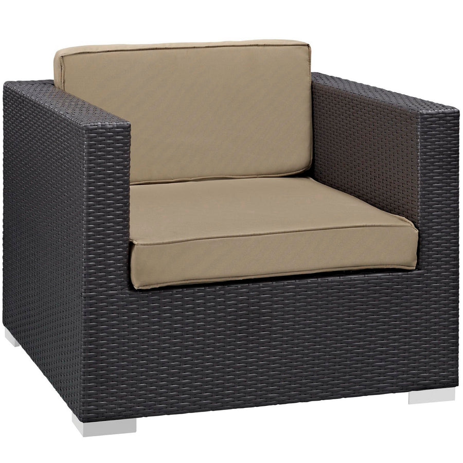 Sienna 5 Piece Outdoor Patio Sectional Set in Espresso Mocha