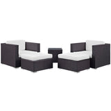 Sienna 5 Piece Outdoor Patio Sectional Set in Espresso White