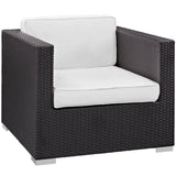 Sienna 5 Piece Outdoor Patio Sectional Set in Espresso White
