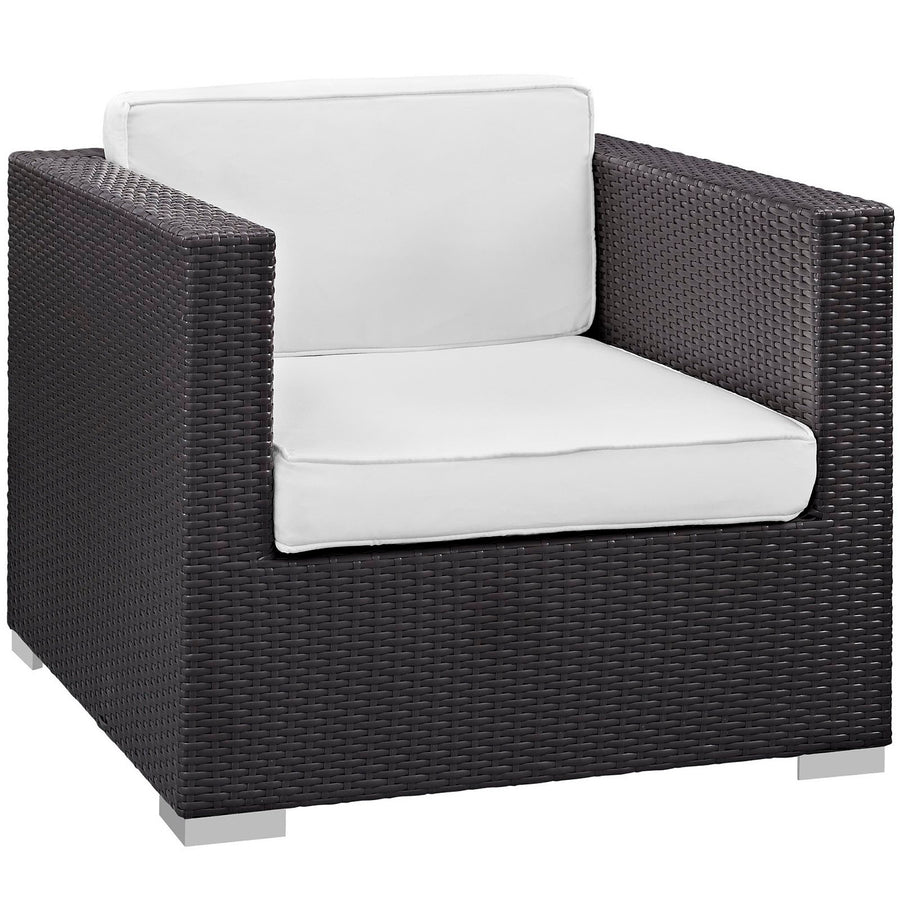Sienna 5 Piece Outdoor Patio Sectional Set in Espresso White