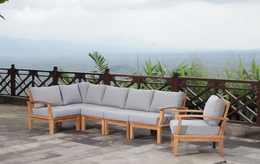 Cove 6 Piece Outdoor Patio Teak Set in Natural Gray