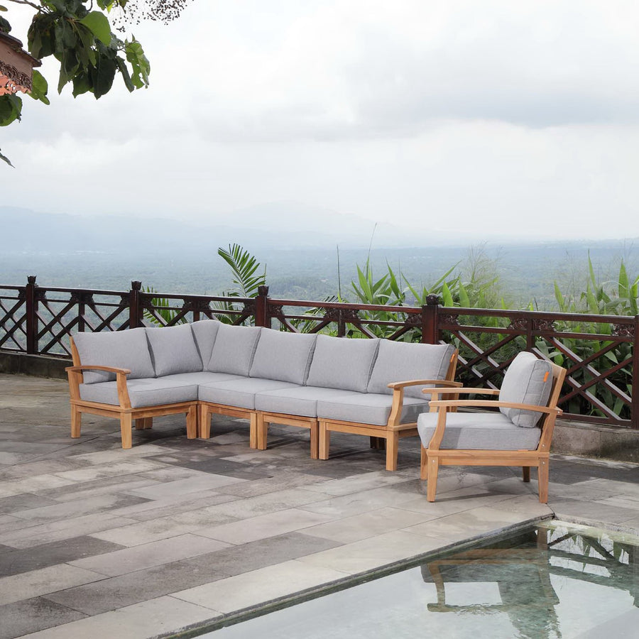 Cove 6 Piece Outdoor Patio Teak Set in Natural Gray
