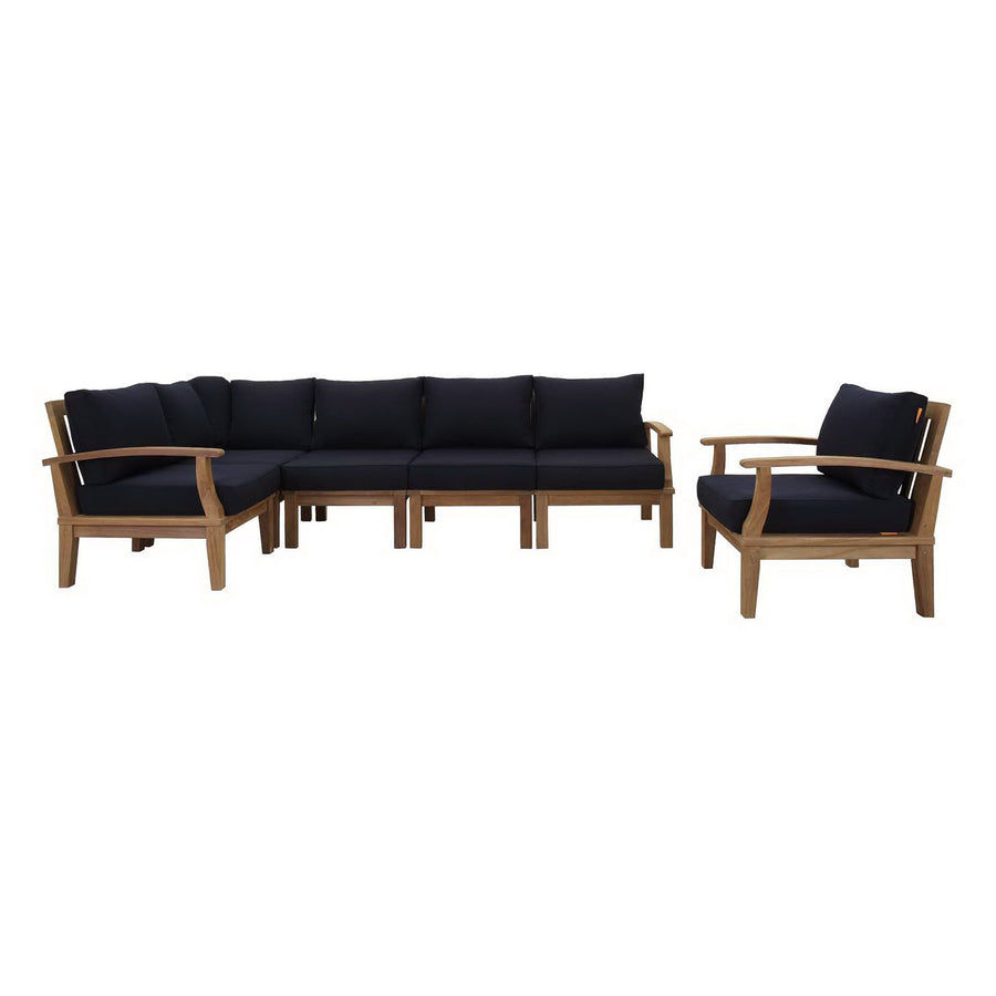 Cove 6 Piece Outdoor Patio Teak Set in Natural Navy