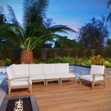 Cove 6 Piece Outdoor Patio Teak Set in Natural White