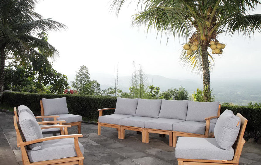 Cove 8 Piece Outdoor Patio Teak Set in Natural Gray