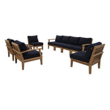Cove 8 Piece Outdoor Patio Teak Set in Natural Navy