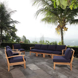 Cove 8 Piece Outdoor Patio Teak Set in Natural Navy