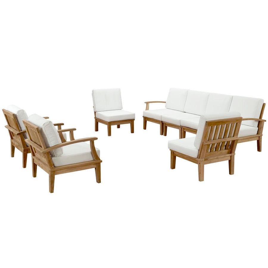 Cove 8 Piece Outdoor Patio Teak Set in Natural White