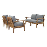 Cove 4 Piece Outdoor Patio Teak Set in Natural Gray
