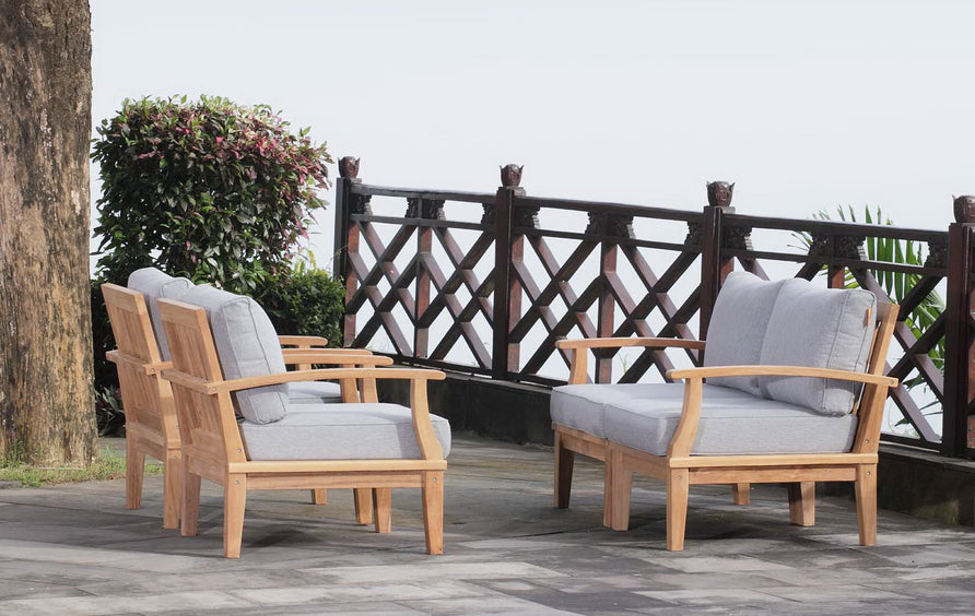 Cove 4 Piece Outdoor Patio Teak Set in Natural Gray