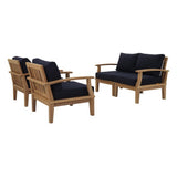 Cove 4 Piece Outdoor Patio Teak Set in Natural Navy