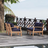 Cove 4 Piece Outdoor Patio Teak Set in Natural Navy