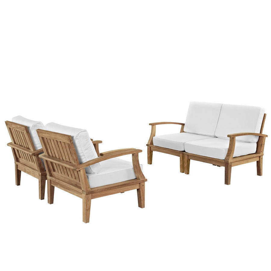Cove 4 Piece Outdoor Patio Teak Set in Natural White
