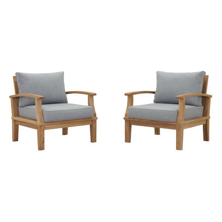 Marina 2 Piece Outdoor Patio Teak Set in Natural Gray