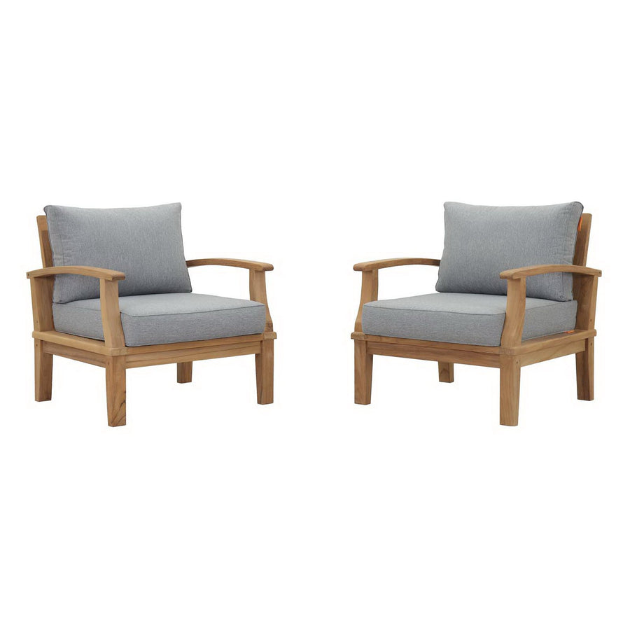 Cove 2 Piece Outdoor Patio Teak Set in Natural Gray