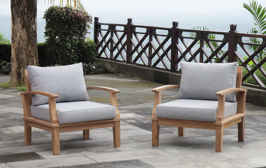 Cove 2 Piece Outdoor Patio Teak Set in Natural Gray