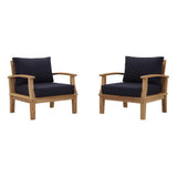Cove 2 Piece Outdoor Patio Teak Set in Natural Navy