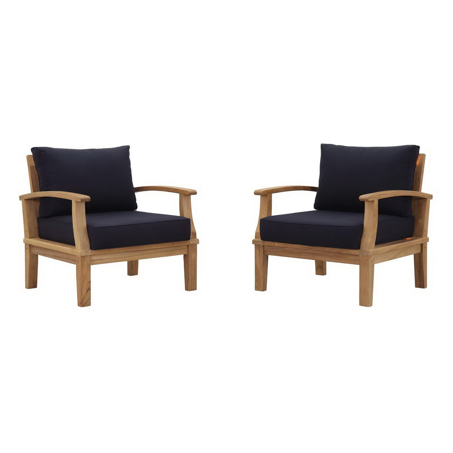 Cove 2 Piece Outdoor Patio Teak Set in Natural Navy