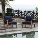 Cove 2 Piece Outdoor Patio Teak Set in Natural Navy